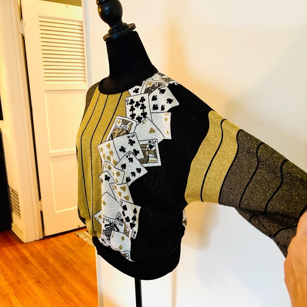 Vintage Novelty Playing Cards Sweater - Med